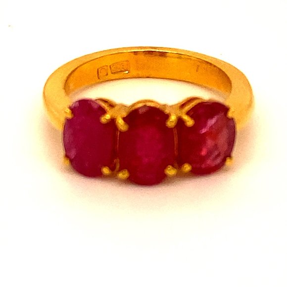 Tajik Ruby 4.53ct Solid 22K Yellow Gold Ring - Picture 3 of 8